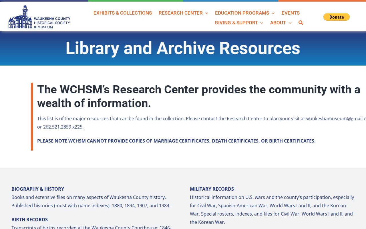 Huelsman Family Research Center library and archive resources page
