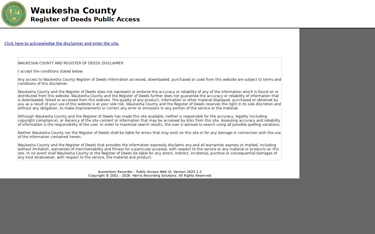 Waukesha County Public Access Document Search for Brookfield land records